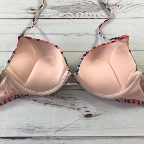 Victoria's Secret Multi Colored Bikini Top Halter Strap 34C - Picture 6 of 8